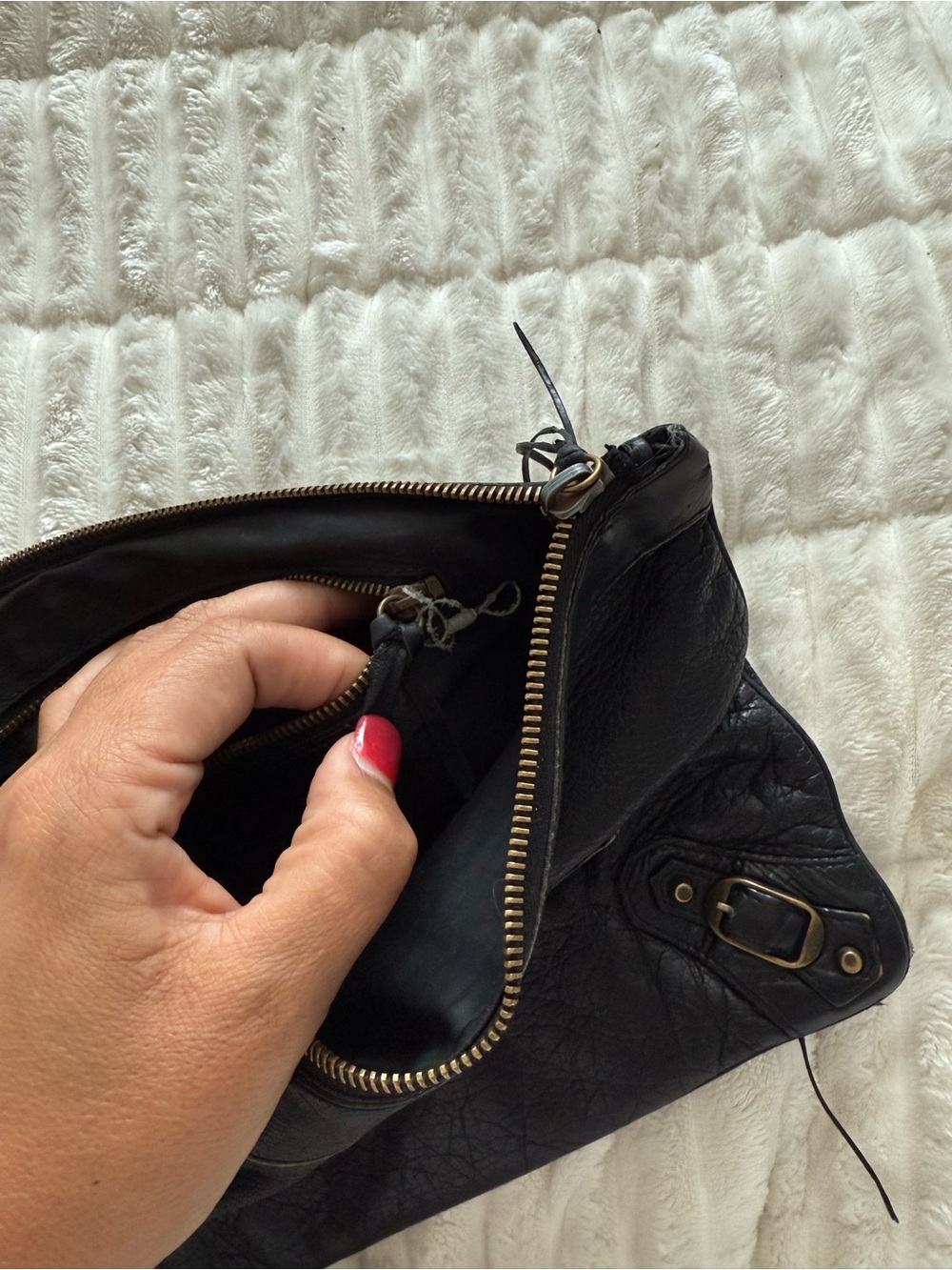 Balenciaga Black Leather Wristlet Clutch with Brass Hardware - Picture 4 of 7